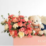 باکس گل باعروسک تدی خرس کد El1130
